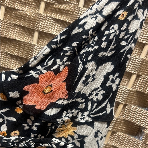 Free People Black Mini Dress with White, Orange, and Yellow Floral Print - Picture 3 of 10